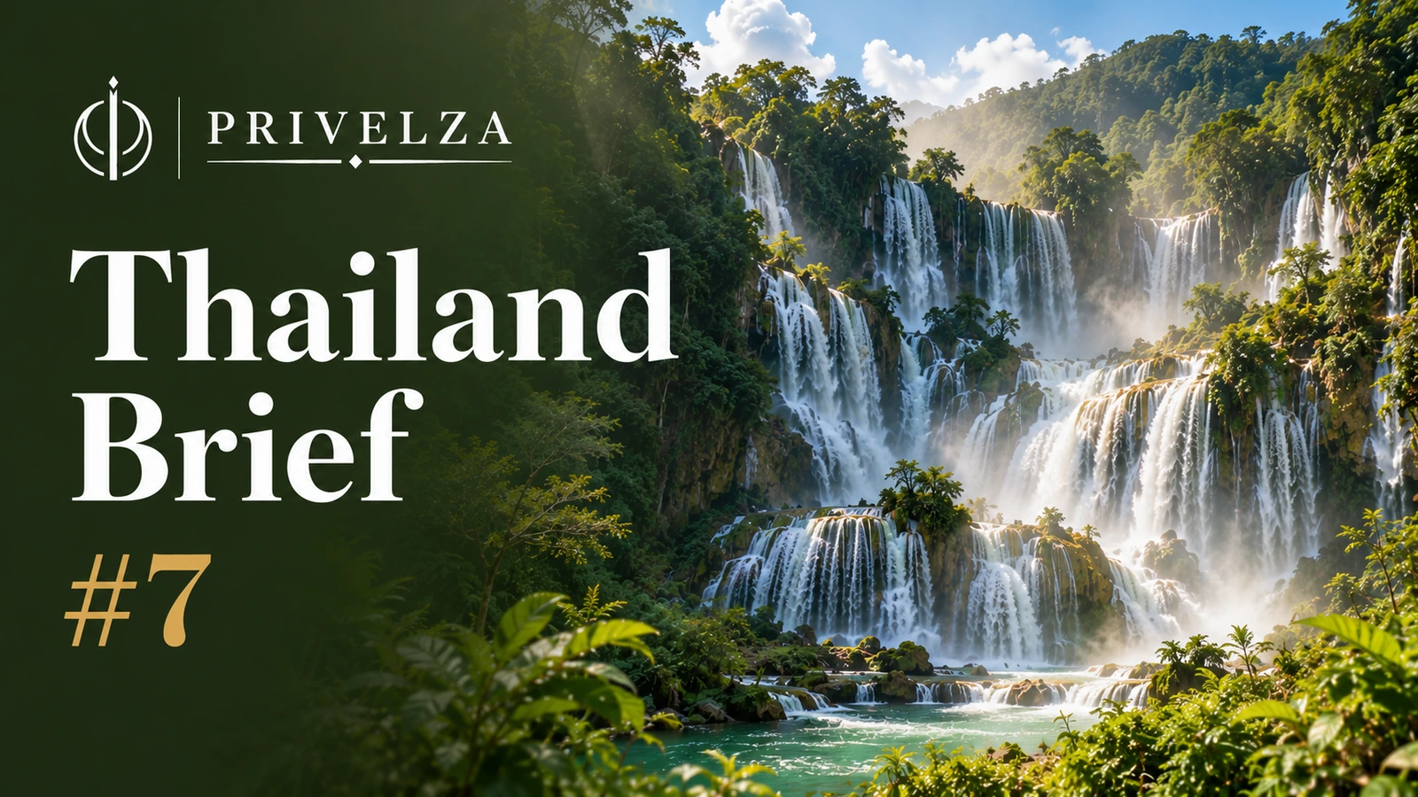 Thailand Brief #7 cover featuring a waterfall in a lush forest